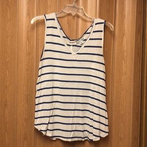 Blue and white striped tank top
